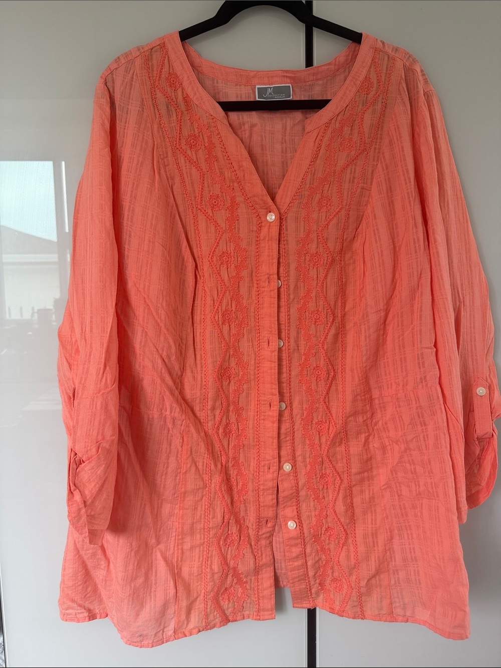 JM Collection Coral Embroidered Tunic Top